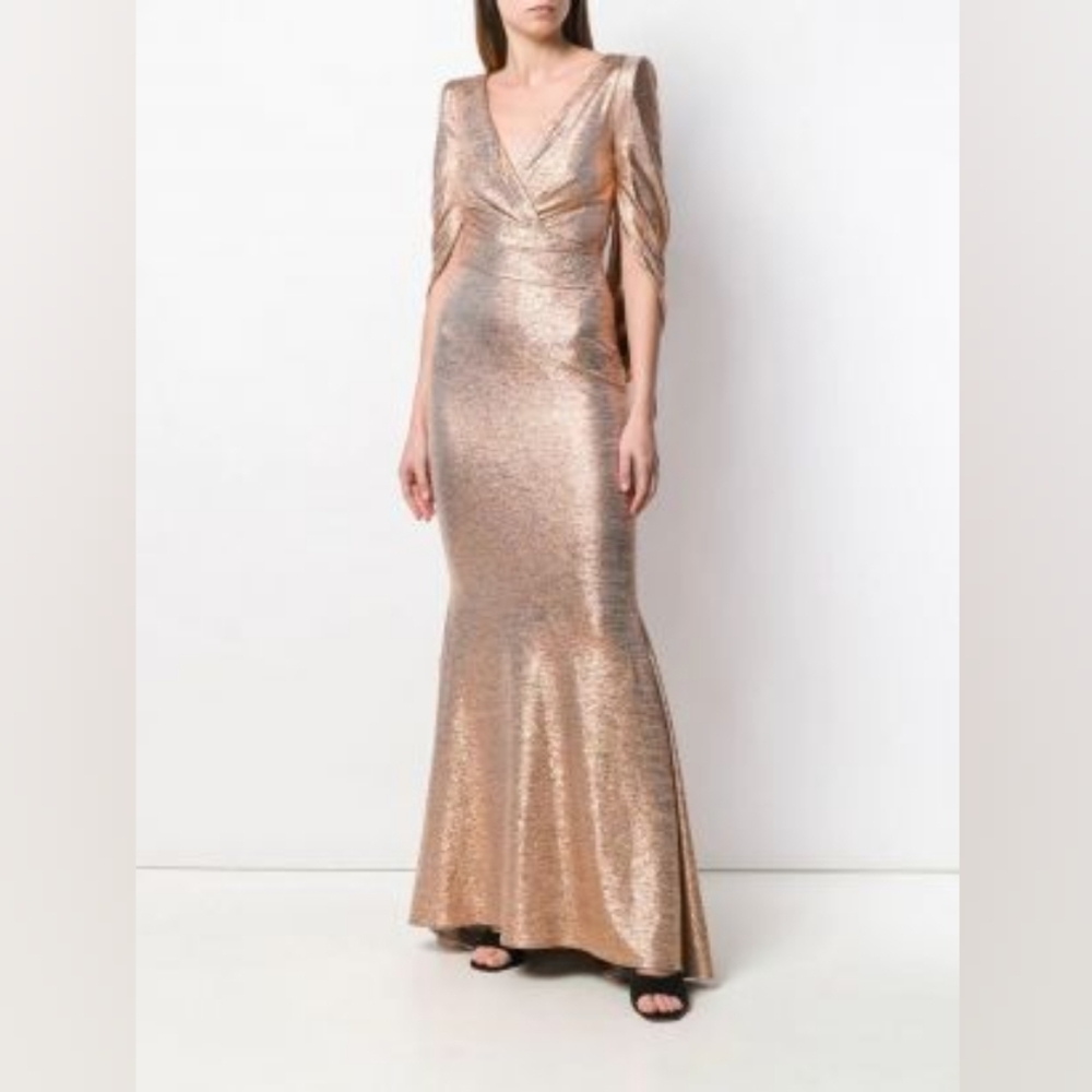 NWT NEW Talbot Runhof 12 Rosin Cape Gown Dress Pink Evening - Picture 2 of 15
